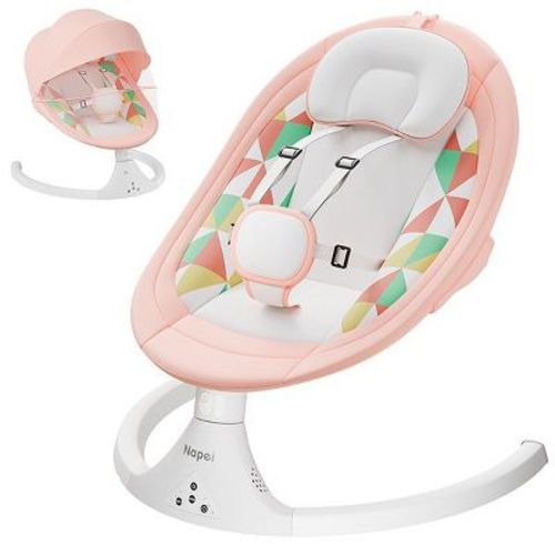 Napei Electric Baby Swing for Infants and Toddlers,with Bluetooth Music , 2 Seat Position, 5 Swing Angles with Gentle Speed-Pink