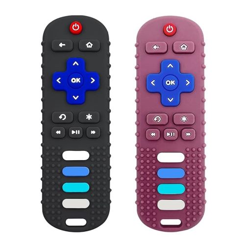 EASTER Amazon.com: ROBBEAR Baby Teething Toys, Food Grade Silicone Teether for Babies 3 6 12 18 Months, TV Remote Shape Toddlers Chew Toys, Freezer BPA Free (Black+Red) : Books