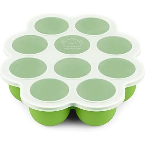 KeaBabies Silicone Baby Food Freezer Tray with Clip-on Lid, 2oz x 10 Pods Baby Food Freezer Molds, Breast Milk Freezer Tray, Dishwasher, Microwave, BPA-Free Baby Food Storage Tray (KeaGreen)