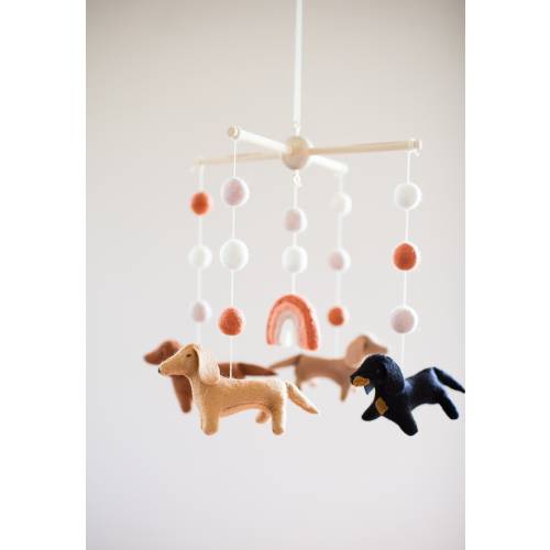 Dachshund baby mobile, nursery decor, dog mobile, dog mobile, pet lover gift, baby shower gift