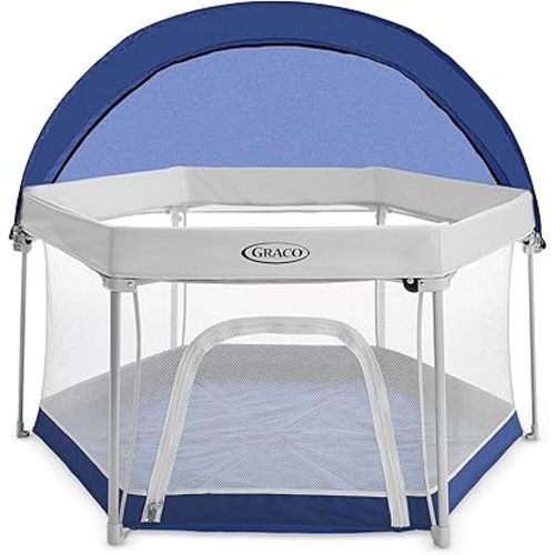 Graco Pack 'n Play LiteTraveler LX Playard Espacio de juegos para exteriores e interiores con toldo compacto plegable UV