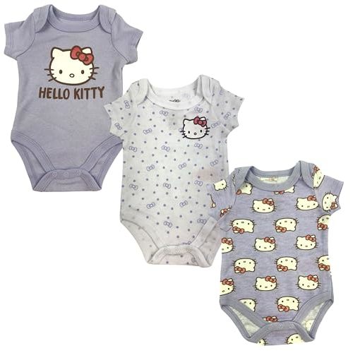 Hello Kitty Baby Girls’ 3-Pack Bodysuit – Infant Cotton Onesies Clothing Set