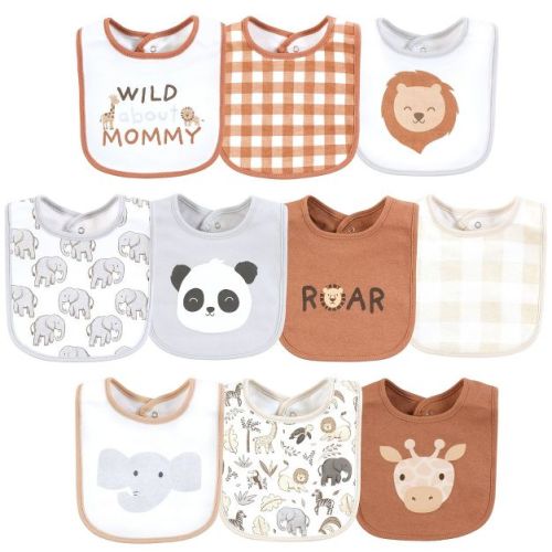 Hudson Baby Cotton Bibs, Rustic Roar, One Size