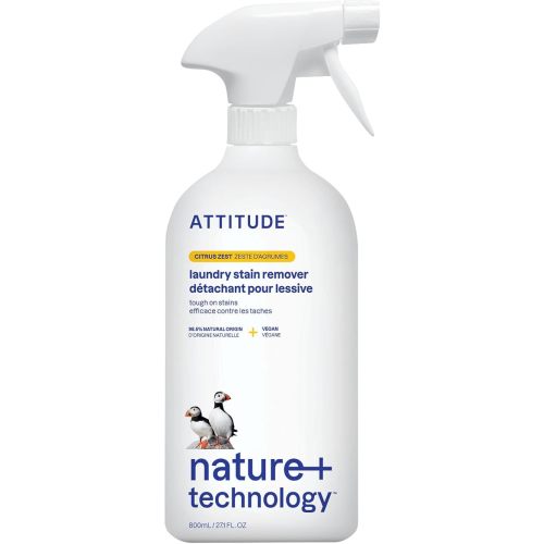 ATTITUDE Stain Remover Spray for Laundry, Removes Odors & Stains, Plant-Based & Vegan, Citrus Zest Scent, 27.1 Fl Oz