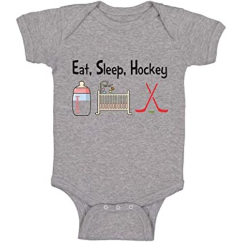 Cute Rascals Eat, Sleep, Hockey Baby Bodysuit One Piece Oxford Gray Newborn