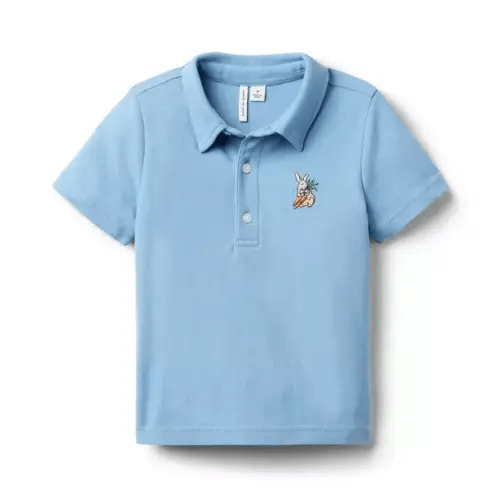 Boy Frosty Blue Bunny Pique Polo by Janie and Jack