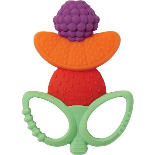 Infantino Lil' Nibbles Textured Silicone Teether -Sensory Exploration and Teething Relief with Easy to Hold Handles, Multicolor Fruit Kabob