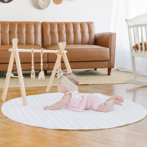 Poppyseed Play Linen Round Play Mat - White