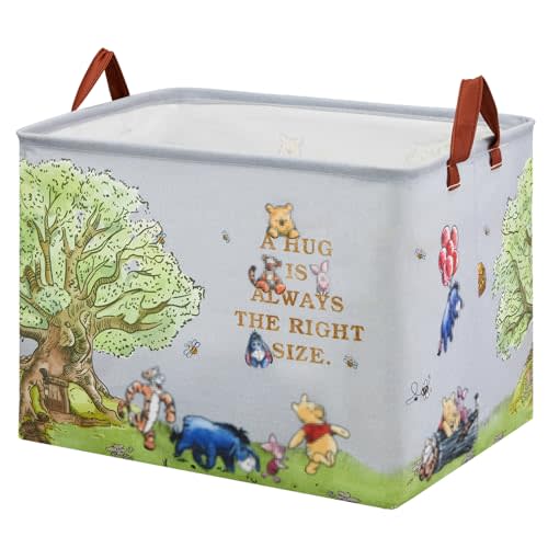 Bear Nursery Decor Storage Basket Foldable With Waterproof PE Coating, Square Large Canvas Laundry Hamper,Diaper Bag Baskets for Kids,Boys and Girls, Bathroom, Bedroom, Clothes,Toy Bin(grey)