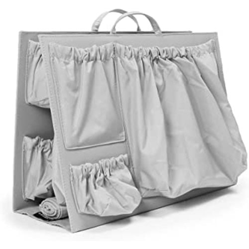 ToteSavvy – Original Tote Organizer (14x10x4”) – 11 Pockets for Changing Bag, Handbag, Backpack – Removable Insert – Stylish Divider Caddy for Essentials (Original, Soft Grey)