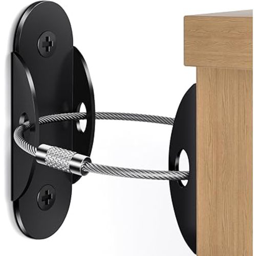 Anti Tip Furniture Anchors (6 Packs) Furniture Anchors for Baby Proofing, Earthquake Straps for Furniture Dresser Wall Safety Anchor Furniture Safety Straps Wall Straps, Black