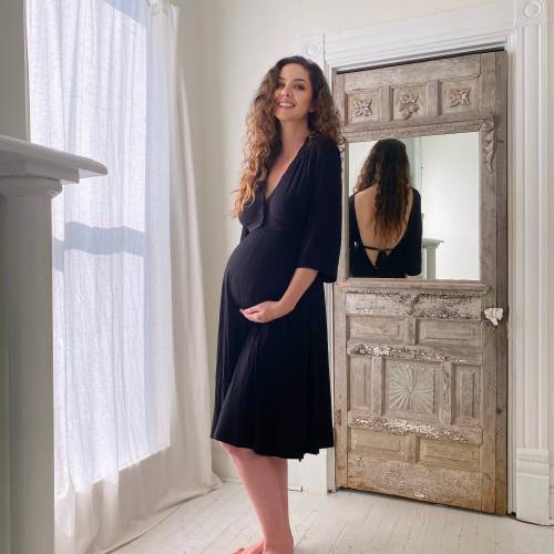 Lila Gown In Black, for Labor & Postpartum