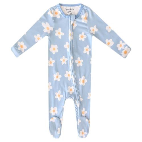 Copper Pearl Zip-Up Footie Baby Pajamas: Ultra-Soft Boys Pajamas and Girls Pajamas, Premium Knit Fabric in Stylish Prints, Tag-Free with Two-Way Zipper, Sized Newborn to 24 Months, Della