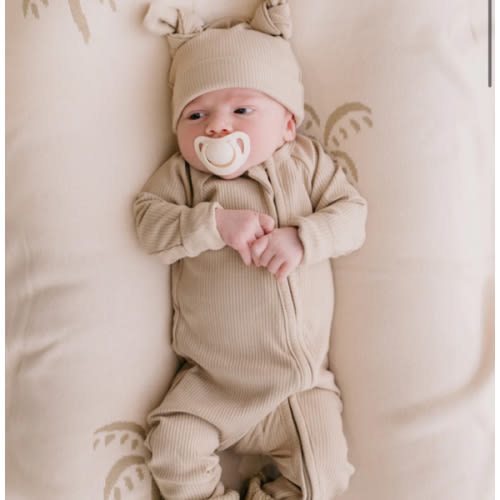 Zip Romper | Khaki Rib (NO FRILL)