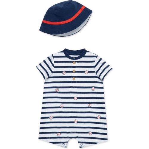 Baseball Cotton Romper & Sunhat