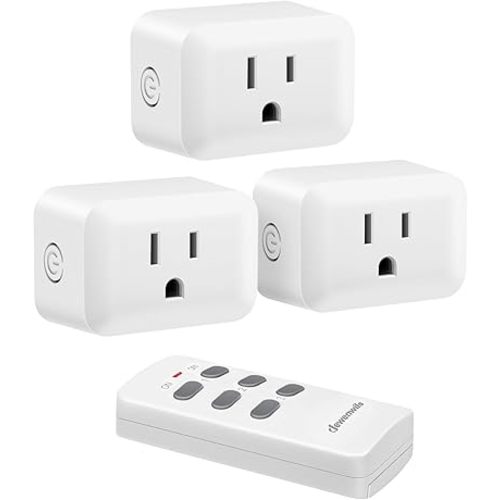 DEWENWILS Wireless Remote Control Outlet, Programmable and Expandable Electrical Outlet Switch, Wireless Remote Light Switch, 100FT Range, FCC Listed, 1 Remote and 3 Outlets
