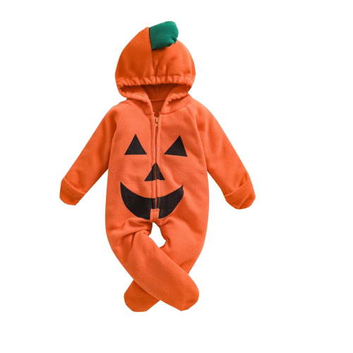 Infant Baby Girls Boys Halloween Costume Pumpkin Romper 6M 12M 18M 24M Long Sleeve Hooded Jumpsuit Cute Clothes