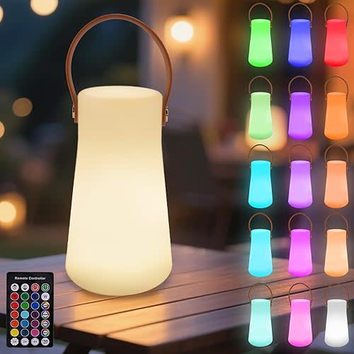 16-Color Rechargeable LED Portable Night Light with Remote, 4 Modes & 8 Brightness Levels, Handy for Bedroom, Parties, Holiday Decor