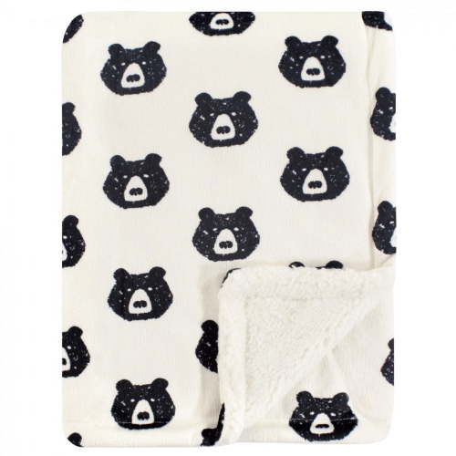 Yoga Sprout Baby Boy Mink and Faux Shearling Plush Blanket, Bear, One Size