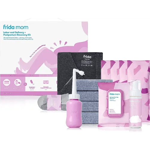  Frida Mom Labor, Delivery, & Postpartum Kit, Baby Shower  Gifts, Socks, Peri Bottle, Nursing Gown, Disposable Underwear, Ice Maxi Pads,  Pad Liners, Perineal Foam, Toiletry Bag (15pc Gift Set) 