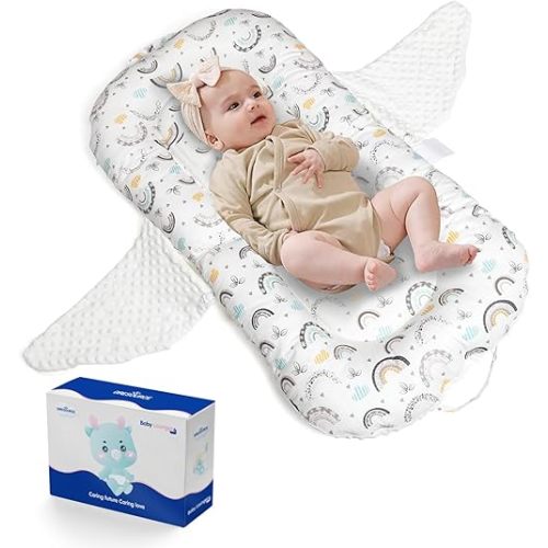 Baby Lounger, Portable Baby Nest for Newborn Infant Babies for Home and Travel (Rainbow)