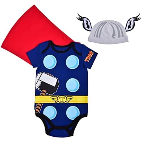 Marvel Avengers Spider-Man, Thor, Captain America, Hulk, Iron Man Boys Short Sleeve and Cap Set for Newborn and Infant
