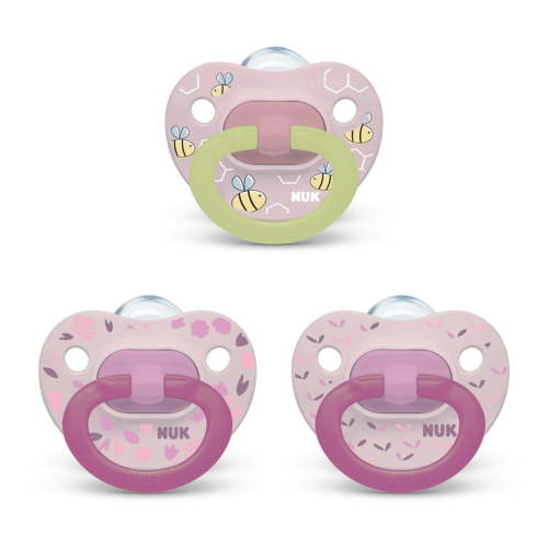 NUK Orthodontic Pacifier Value Pack, Girl, 0-6 Months, 3-Pack