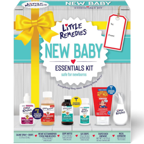 Little Remedies, New Baby Essentials Kit, 6 Newborn Essentials, Saline Nasal Spray, Gas Relief Drops, Gripe Water, Fever Reliever, & Diaper Ointment
