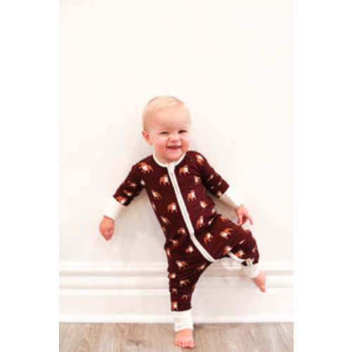 Zipper Baby Pajamas | Super Soft Viscose Bamboo | Maroon Bulldog Print | Free Shipping >$75 – Southern Slumber