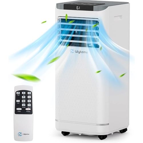 10,000 BTU Portable Air Conditioners for Room Up to 450 Sq.Ft, 4-in-1 Portable AC Unit, Heater, Dehumidifier & Fan with Remote Control, Self Evaporation System, LED Display