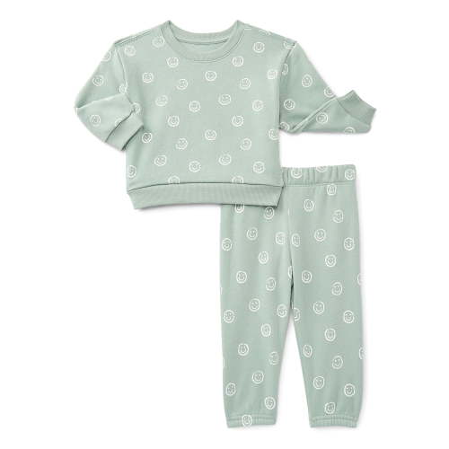 Wonder Nation Baby Boys Fleece Top and Pants Set, 2-Piece, Sizes 6M-24M