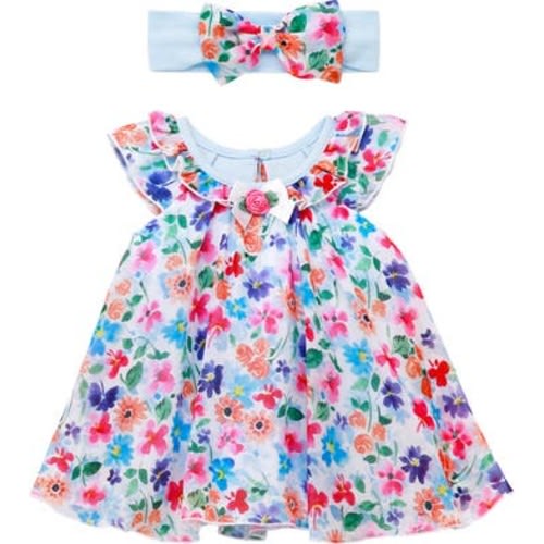 Floral Chiffon Dress & Headband Set