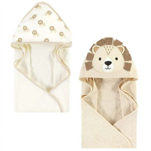 Hudson Baby Cotton Animal Face Hooded Towel, Lion 2-Piece, One Size