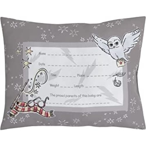 Warner Brothers Harry Potter Magical Moments Grey and White Keepsake Decorative Throw Pillow