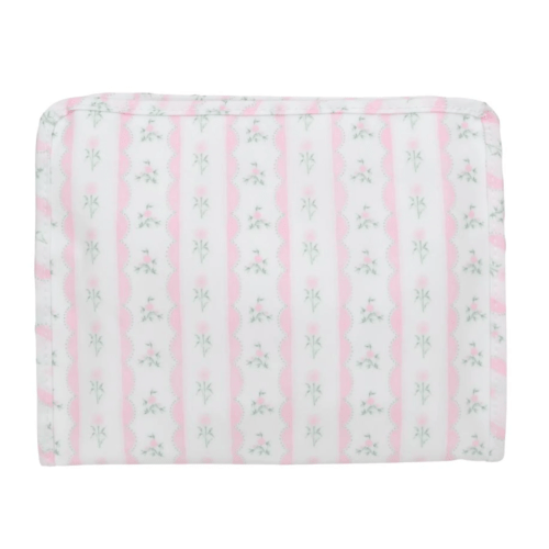 Large Roadie Zip Pouch, Ribbon Floral Pink