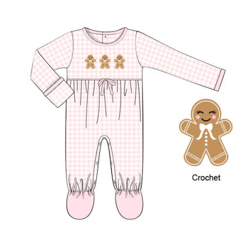 PREORDER 42: CHRISTMAS - Crochet Gingham Gingerbread Girl Onesie