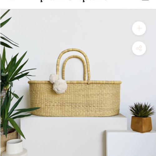 Basket Only<br>African Moses Basket<br>No Hood<br>Vegan Handle