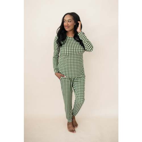 Women's Jogger Pajama Set in Gingham Fir