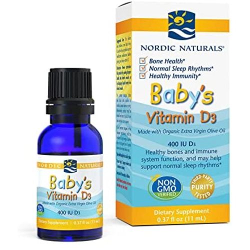 Nordic Naturals Baby's Vitamin D3 - Vitamin D From Natural Cholecalciferol Helps Calcium Absorption To Support Healthy Teeth, Bone Development, Immune System and Brain Function,(0.37 oz) 11 ml