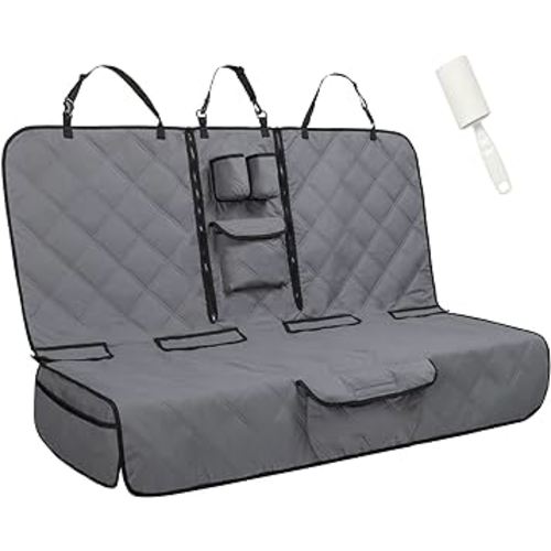 Soft-Feeling Bench Seat Cover for Dogs, Back Seat Protector, Waterproof and Washable Fits for Most Cars, Trucks and SUVs (Grey)