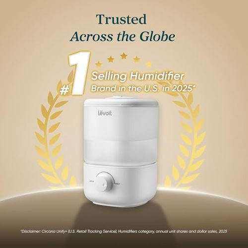Humidifier for Bedroom, 2.5L Tank for Large Room, Easy to Fill & Clean, 28dB Quiet Cool Mist Air Humidifier for Home Baby Nursery & Plants, Auto Shut-off for Safety, 25H