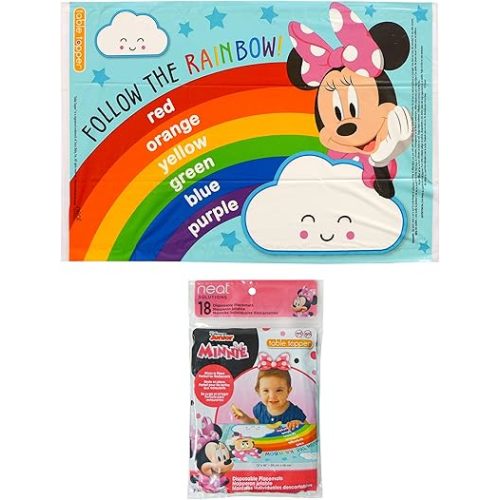 Neat Solutions Disney Minnie Mouse Table Topper Disposable Stick-on Placemats - 18 Count