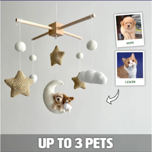 MY DOLLFY Pet Moon Brown | Custom Crochet Pet Nursery Baby Mobile – My Dollfy