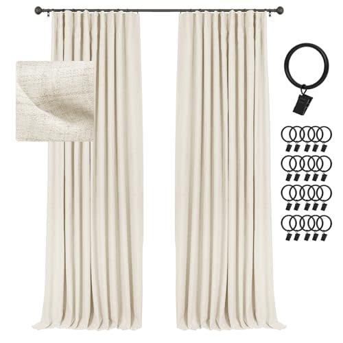 INOVADAY Cream Blackout Curtains 96 Inches Long, 100% Light Blocking Thermal Insulated Room Darkening Curtains & Drapes for Bedroom Living Room + 20 Curtain Ring Clips -2 Panels, W50 x L96, Cream