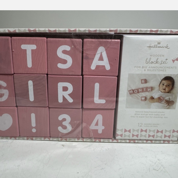 Hallmark Its A Girl Wooden Block Set For Big Announcements And MileStones 12 mon