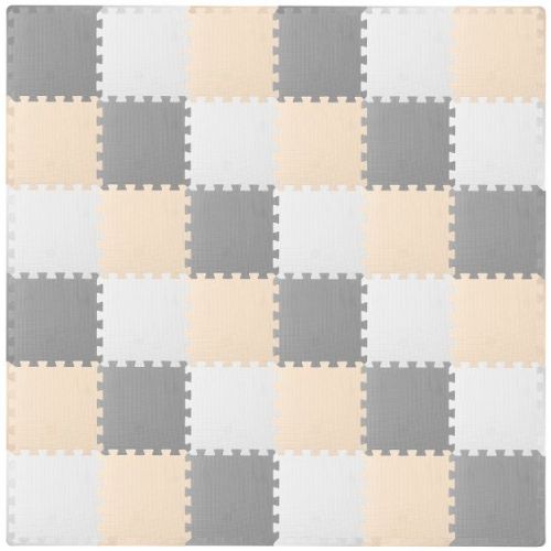 Prosource Kids Solid Floor Play Mat 3/8-in, 36 Sq Ft - 36 Tiles, White/grey/beige