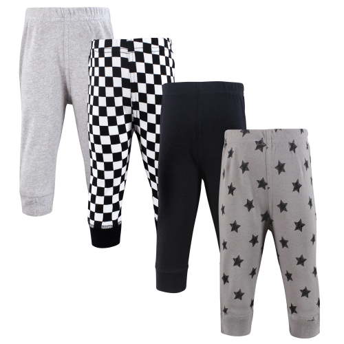 Hudson Baby Cotton Pants and Leggings, Black Gray Stars, 3-6 Months