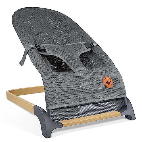 ANGELBLISS Baby Bouncer, Portable Bouncer Seat for Babies, Infants Bouncy Seat with Mesh Fabric, Natural Vibrations (Dark Grey)