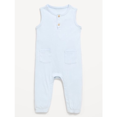 Printed Sleeveless Henley One-Piece Romper for Baby