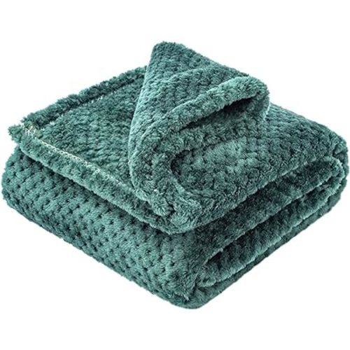 Fuzzy Blanket or Fluffy Blanket for Baby Girl or boy, Soft Warm Cozy Coral Fleece Toddler, Infant or Newborn Receiving Blanket for Crib, Stroller, Travel, Decorative (40Wx60L, M-Black Green)